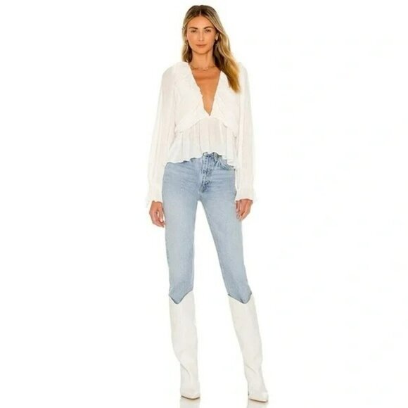 Free People Daia Textured Deep V Blouse - Picture 11 of 11